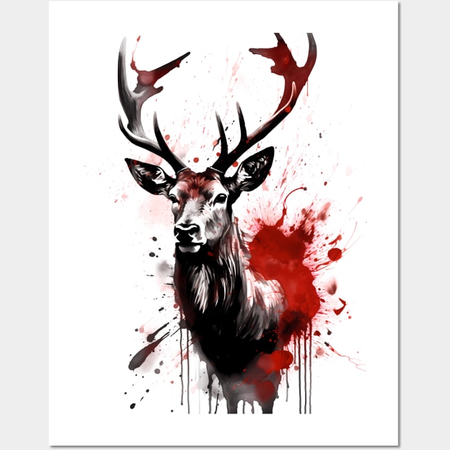 Reindeer Ink Painting Wall Art by TortillaChief